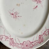 Creil & Montereau oval dish in pink ironstone, "Centaurée" service