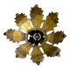 Spanish sunburst flush mount light fixture in gilt iron, circa 1970s