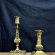 Deux bougeoirs style orientaliste en bronze doré époque fin XIXeme vers 1880