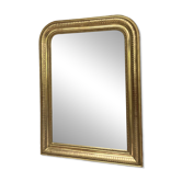 Miroir ancien 91,5/68,5cm Louis Philippe perlé doré à la feuille d’or