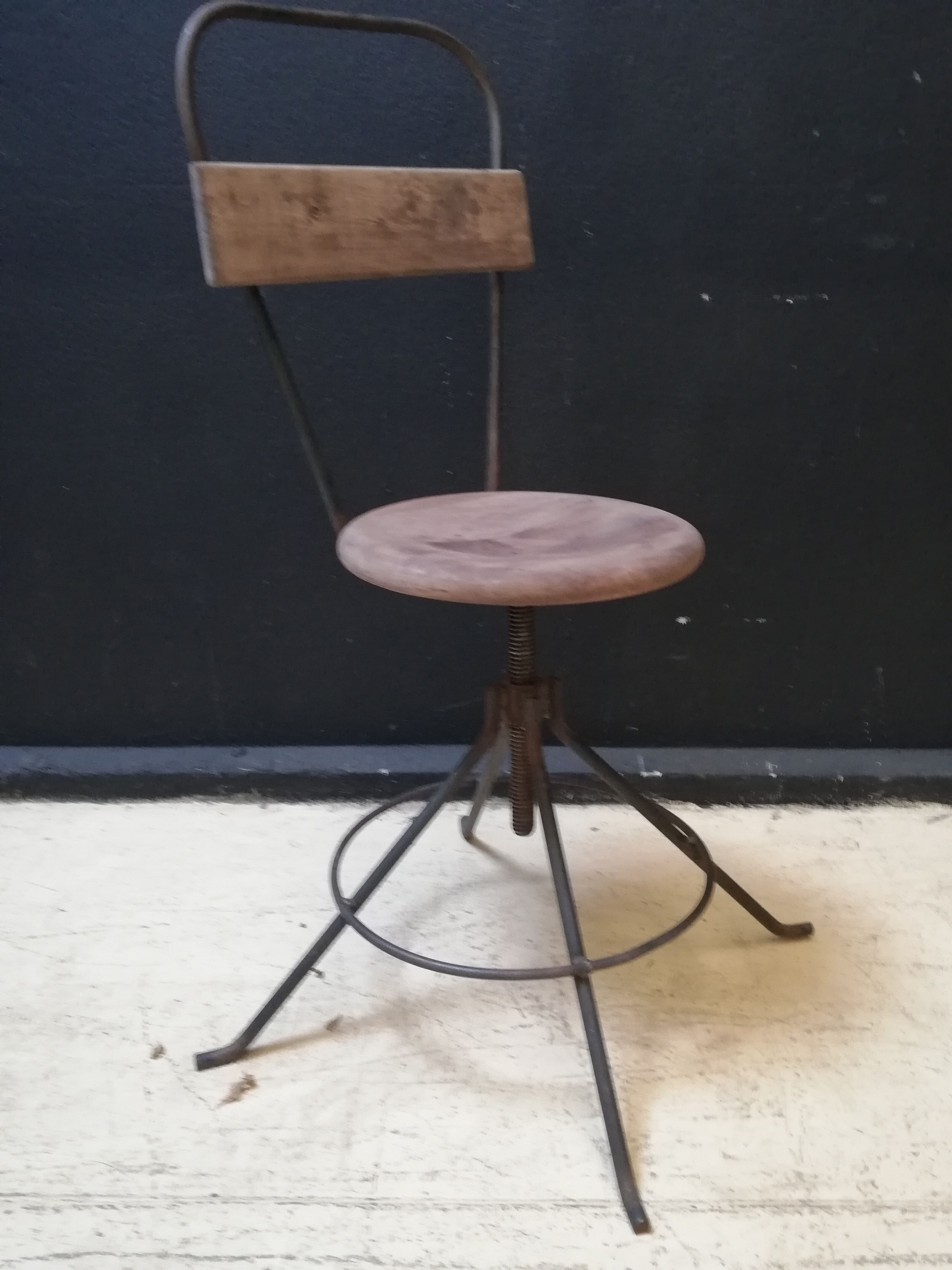 Industrial swivel chair wood and metal