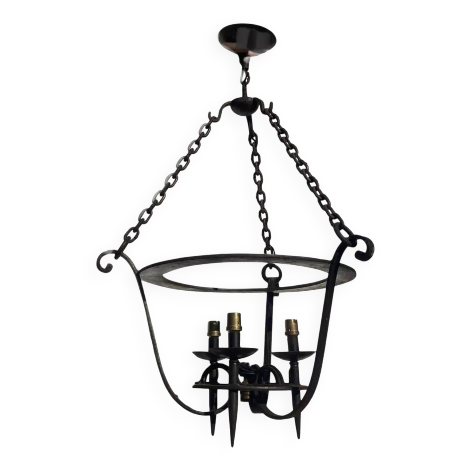 Brutalist wrought iron chandelier