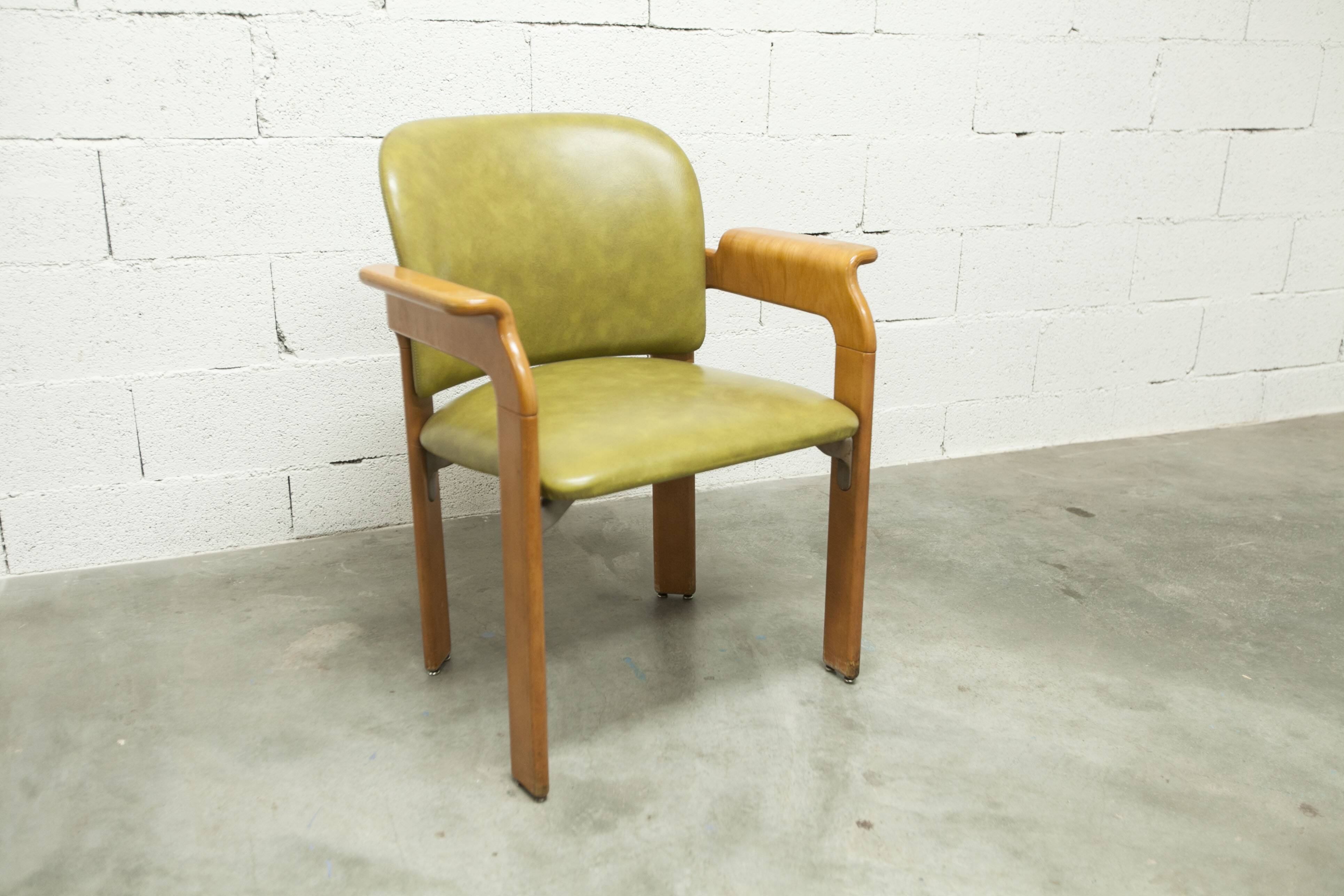 Bruno Rey solid beech bridge armchair for Dietiker 1960 green