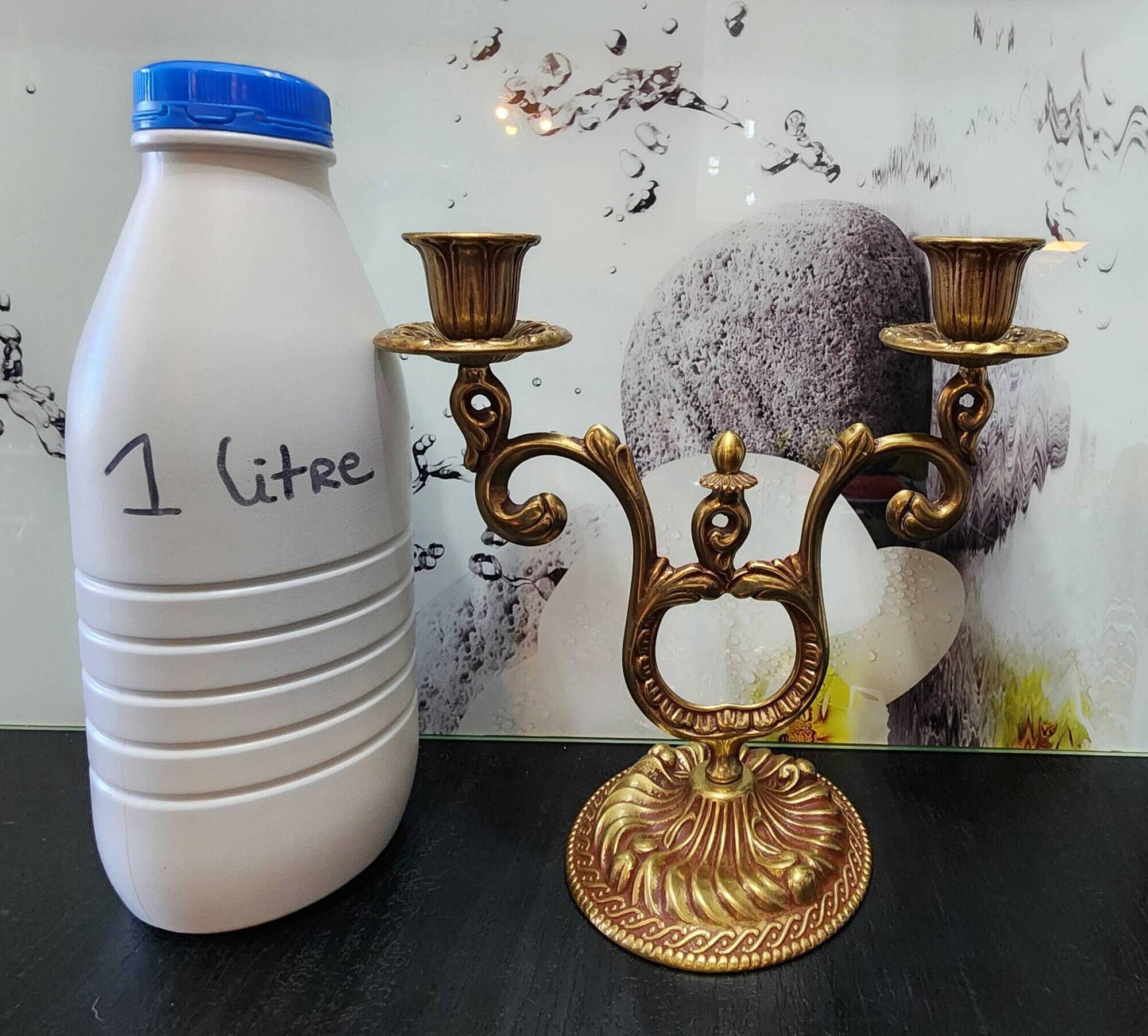 antique candlestick candelabra 2 lights gold metal vintage baroque 22 cm