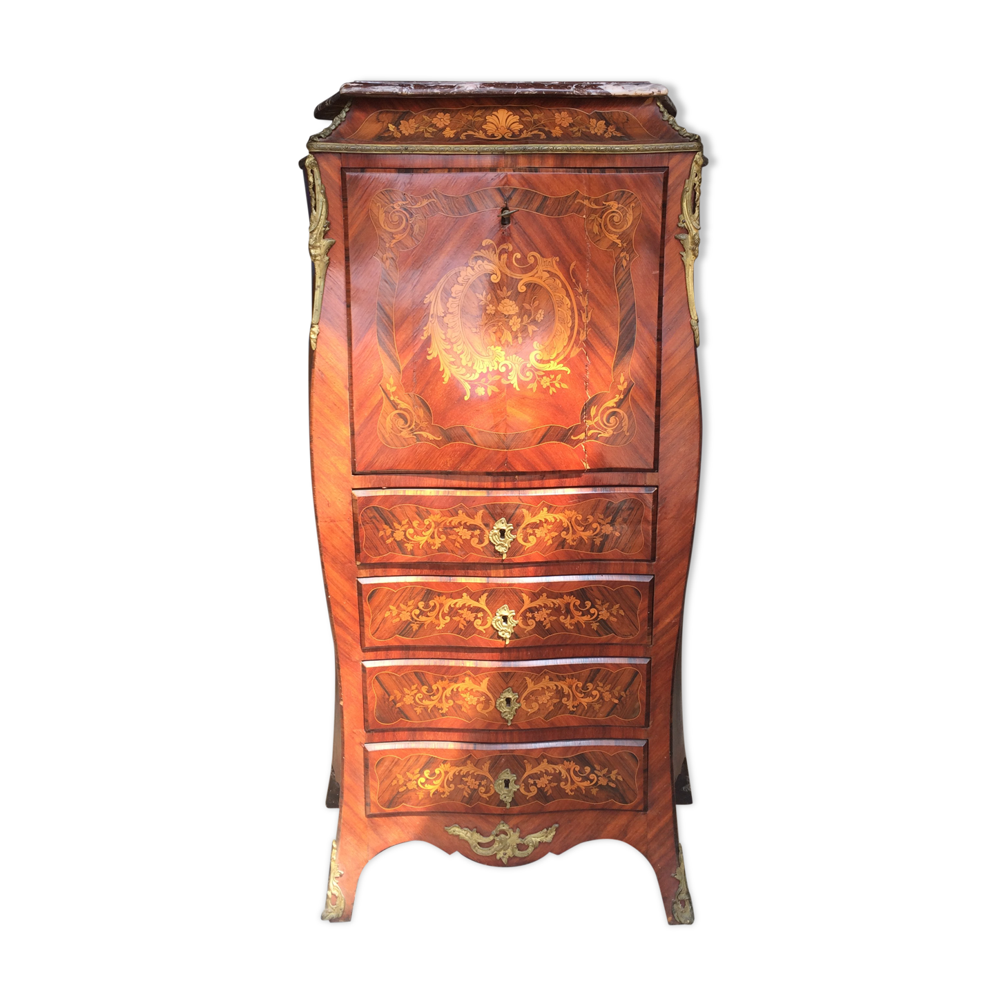 Dame secretary Louis XV style, curved, 4 drawers
