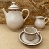 Old tea coffee service sarreguemines ceramic beige vintage