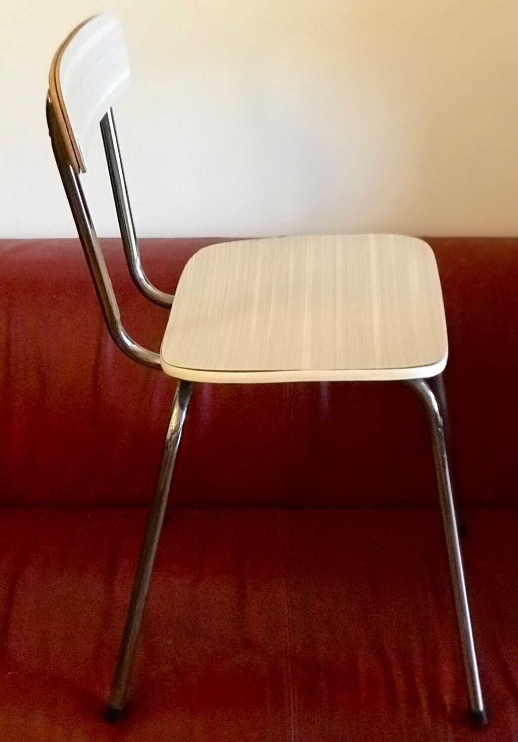 60s Formica chair, white with beige stripes