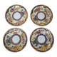 Set of 4 hand-painted saucers from Thailand – Polychrome floral decoration and gilding.