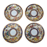 Lot de 4 soucoupes peintes à la main Thaïlande – Décor floral polychrome et dorures