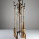 Sculptural Gilded Wrought Iron Fireplace Tool Set, 1960s