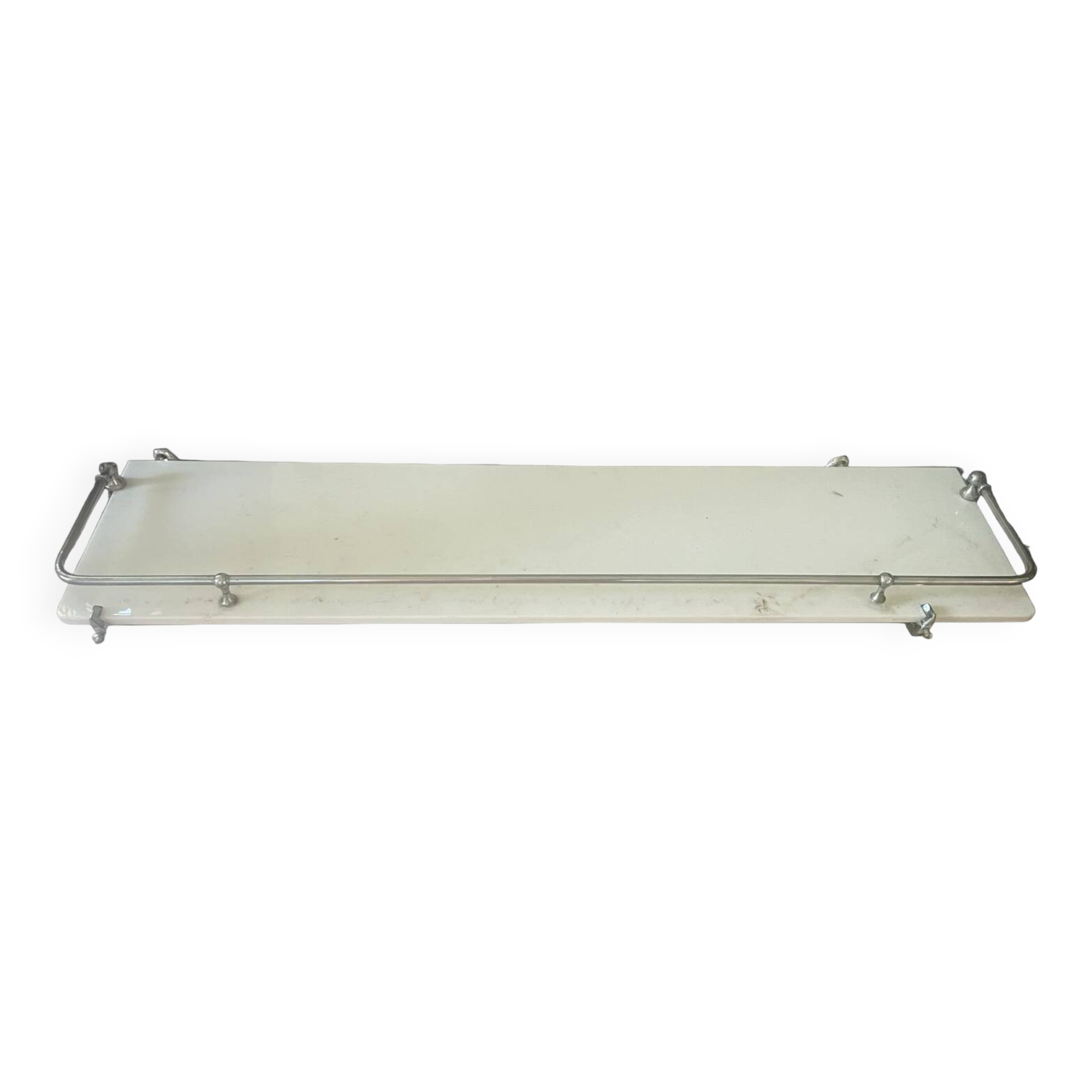 White glass and chrome wall shelf 60cm