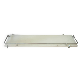 White glass and chrome wall shelf 60cm