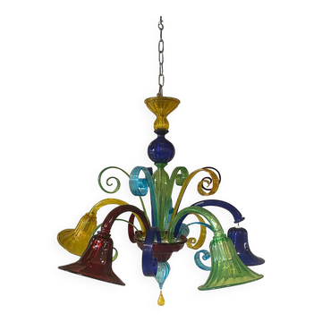 Murano Multicolors Glass Chandelier Random Colors 5 Arms