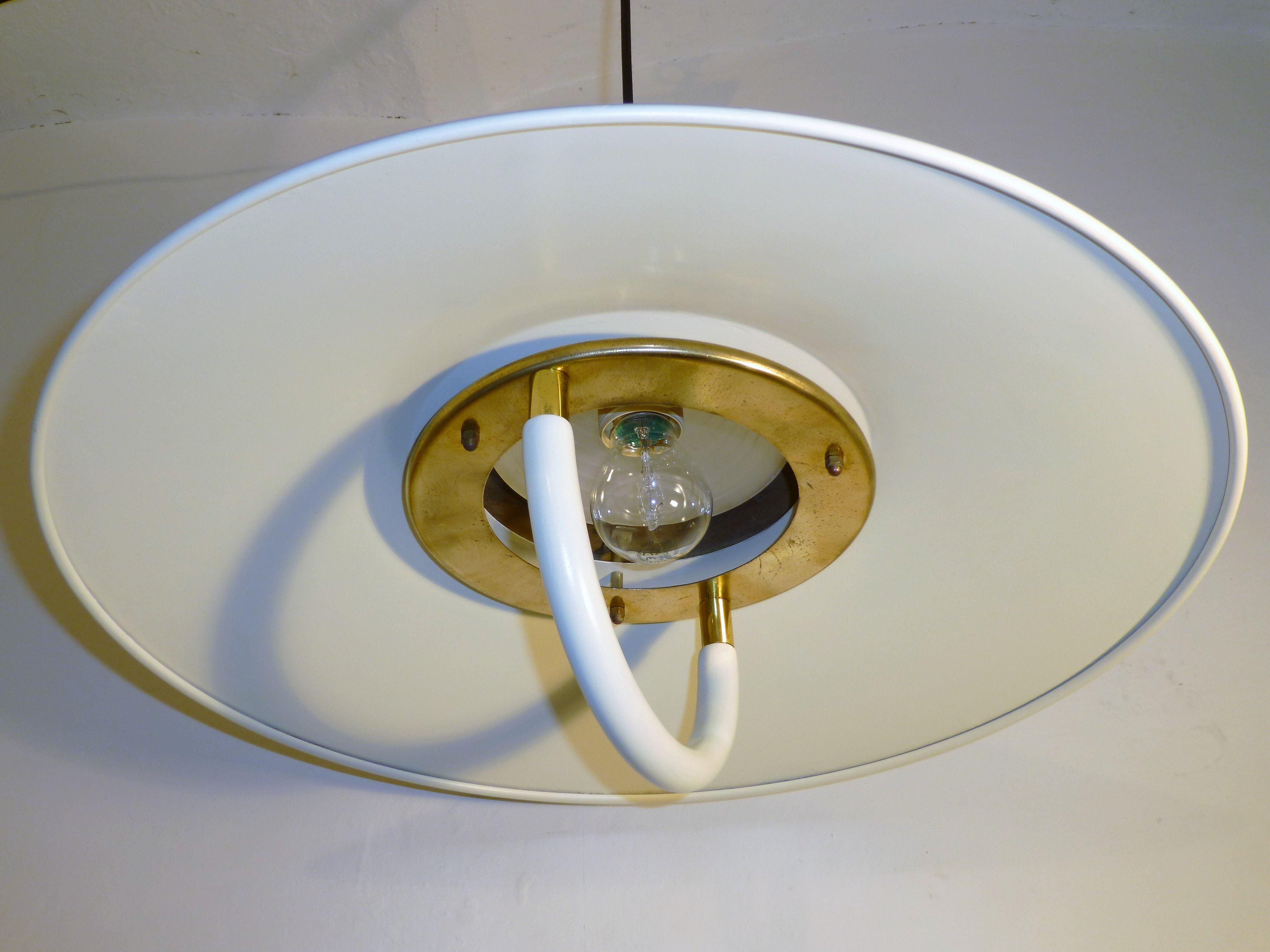 Metal and glass hanging lamp dating from the 1960s