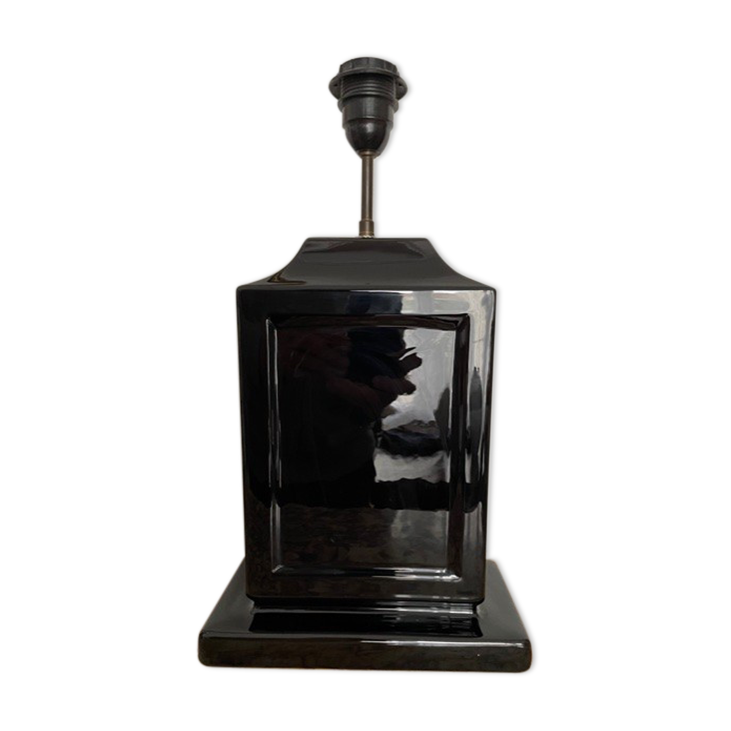 Vintage black ceramic lamp base 1980