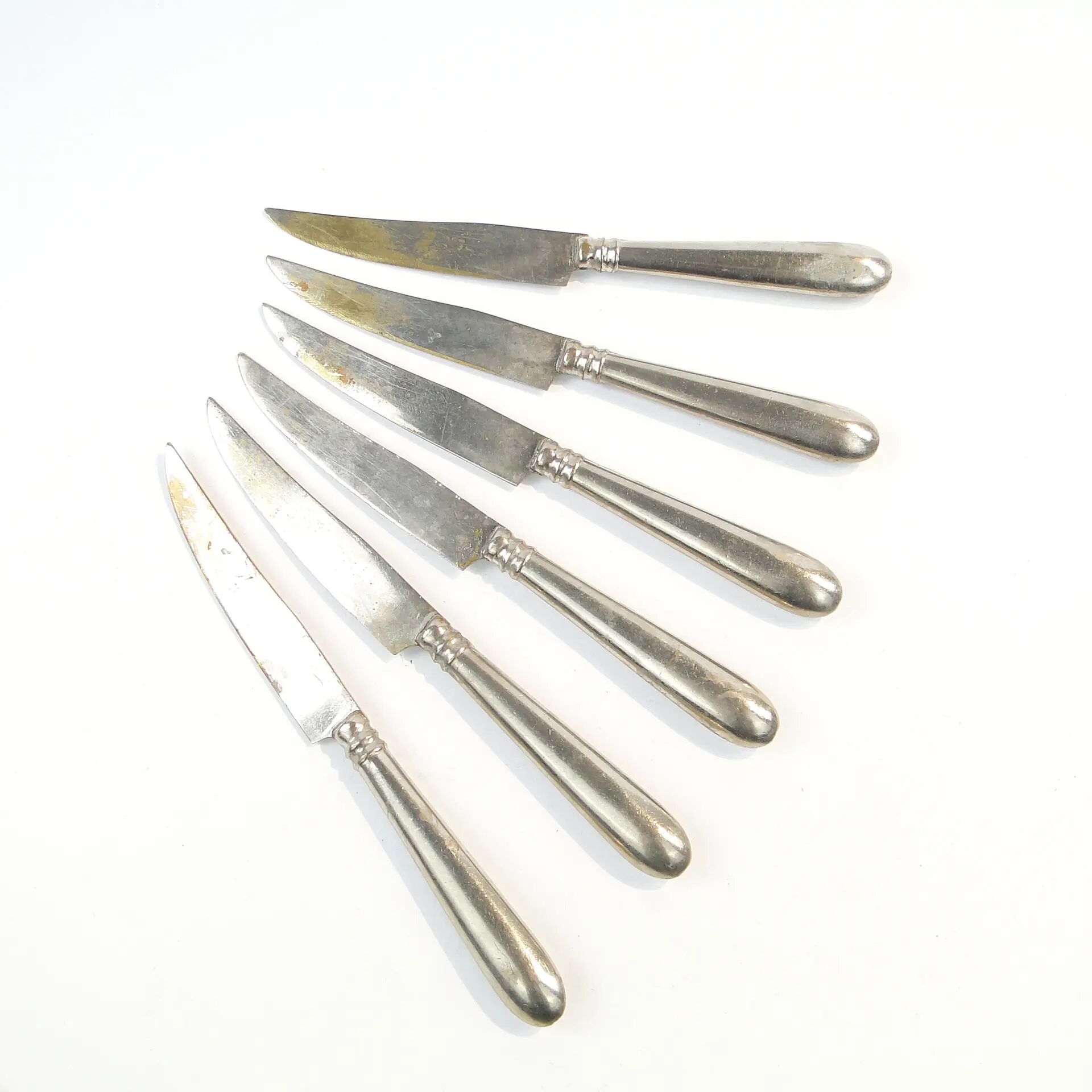 Set of fruit knives, silver-plated white metal, Germany, 1930s