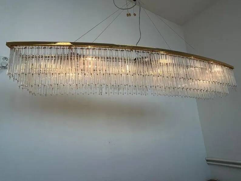 Big design hand made XXL glass and brass austrian chandelier - 1980s