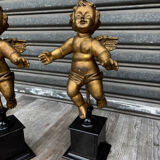 Pair of gilded cherubs on a Napoléon III base