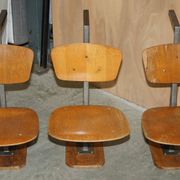 Six vintage mid-century modern folding stadium seats with new bases.
