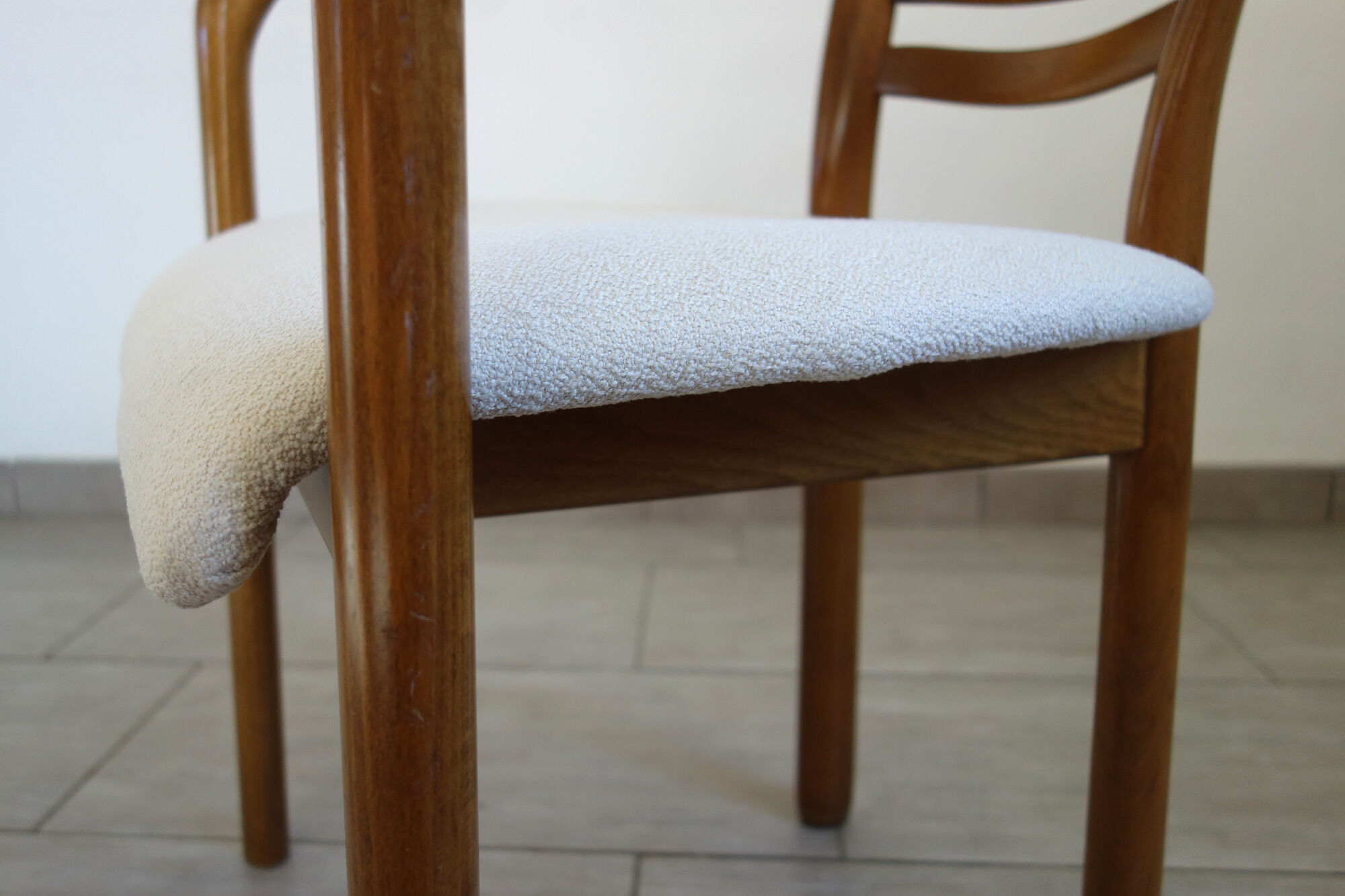 Vintage wooden armchair and thin buckle