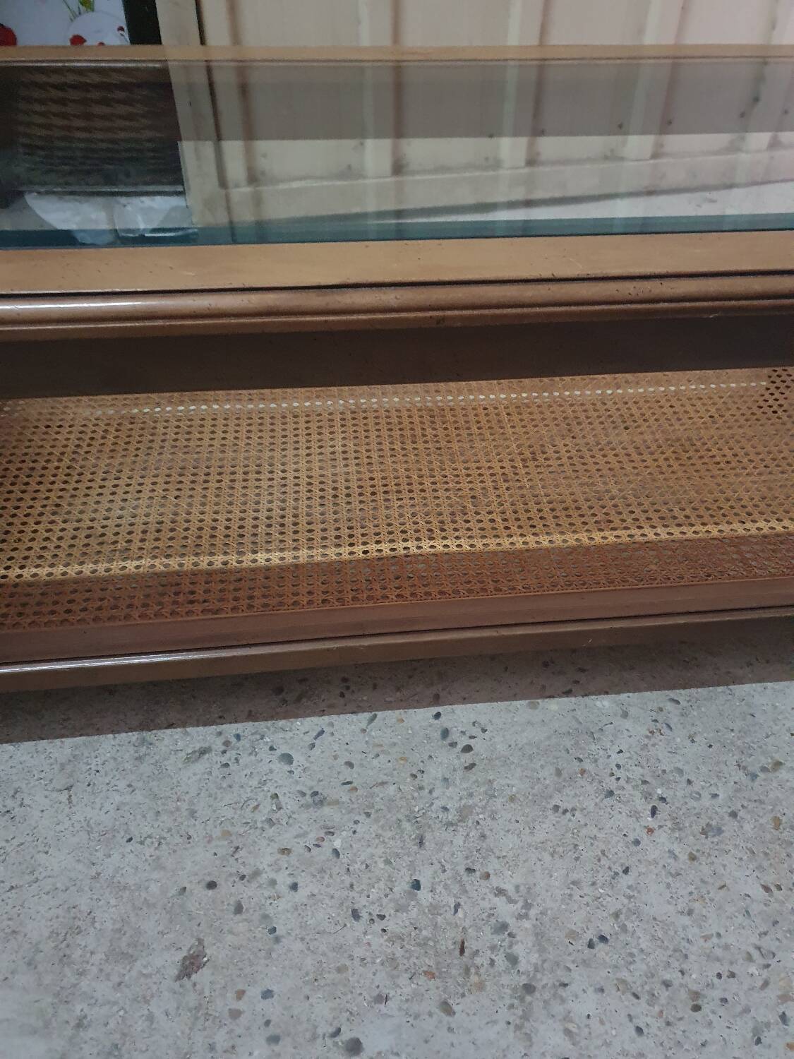 Table basse bois et cannage