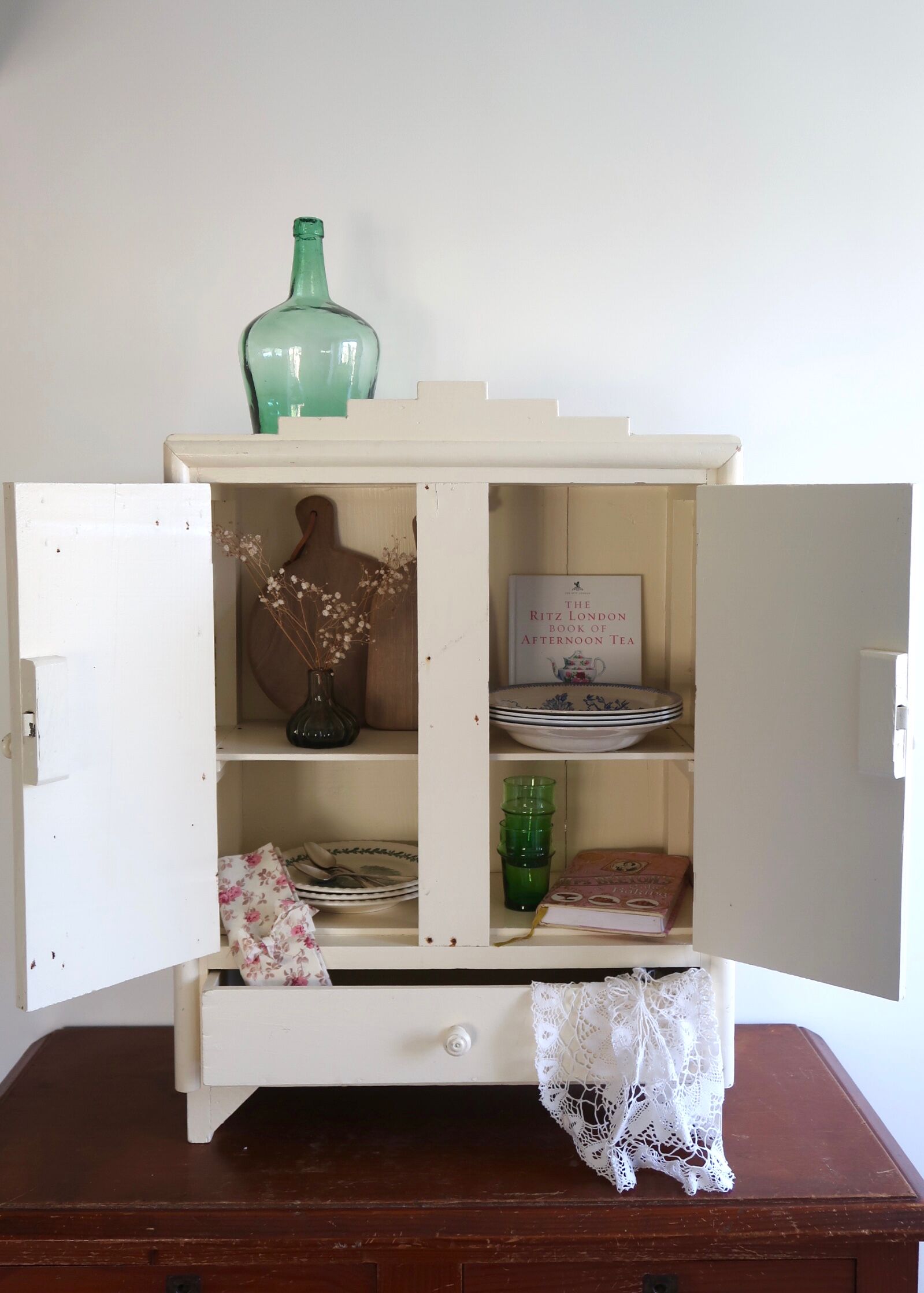 Kitchen cabinet or pharmacy in art deco wood