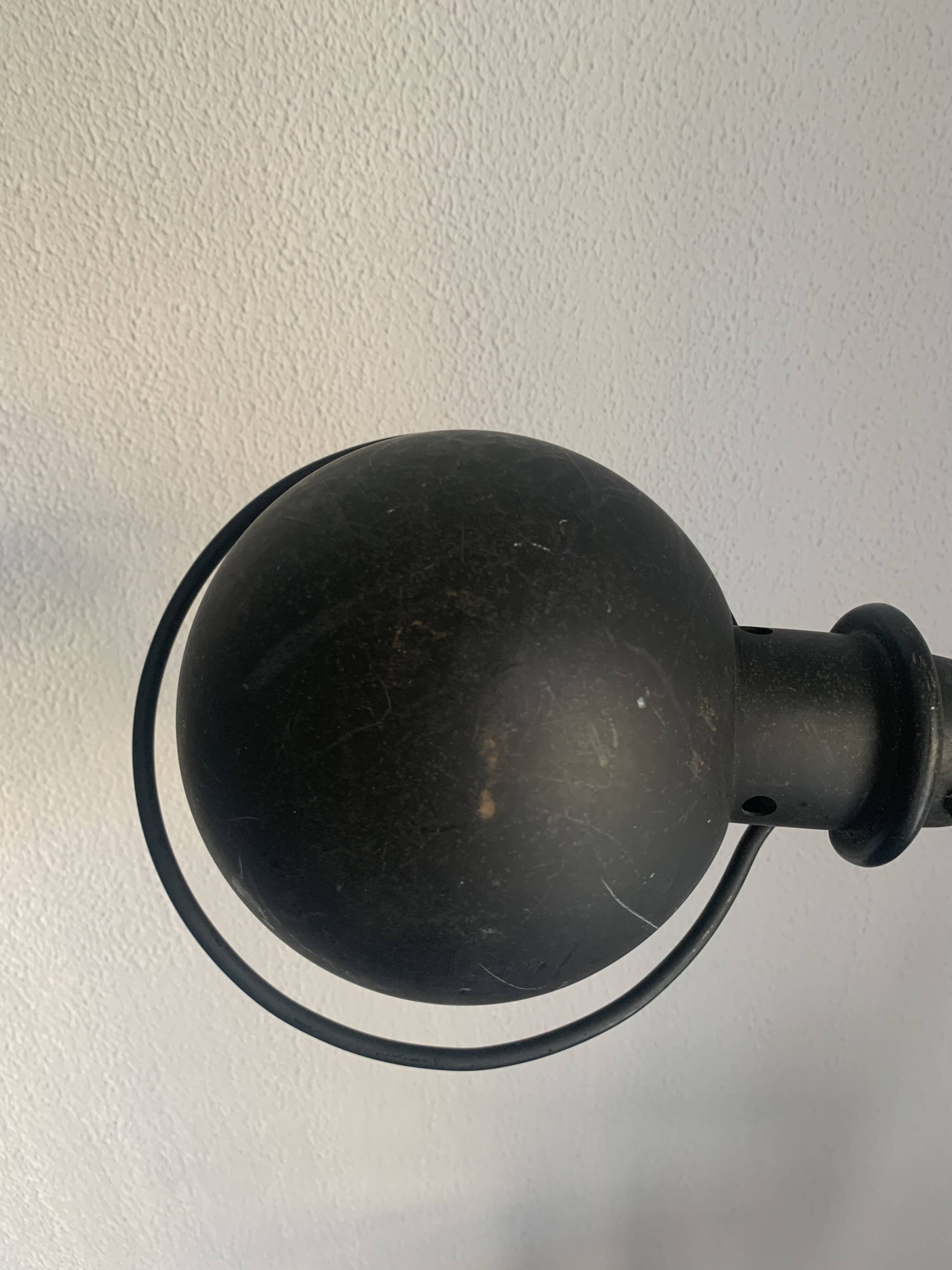 Lampe vintage 1980 Jielde 2 bras noire mat d'origine - 100 cm