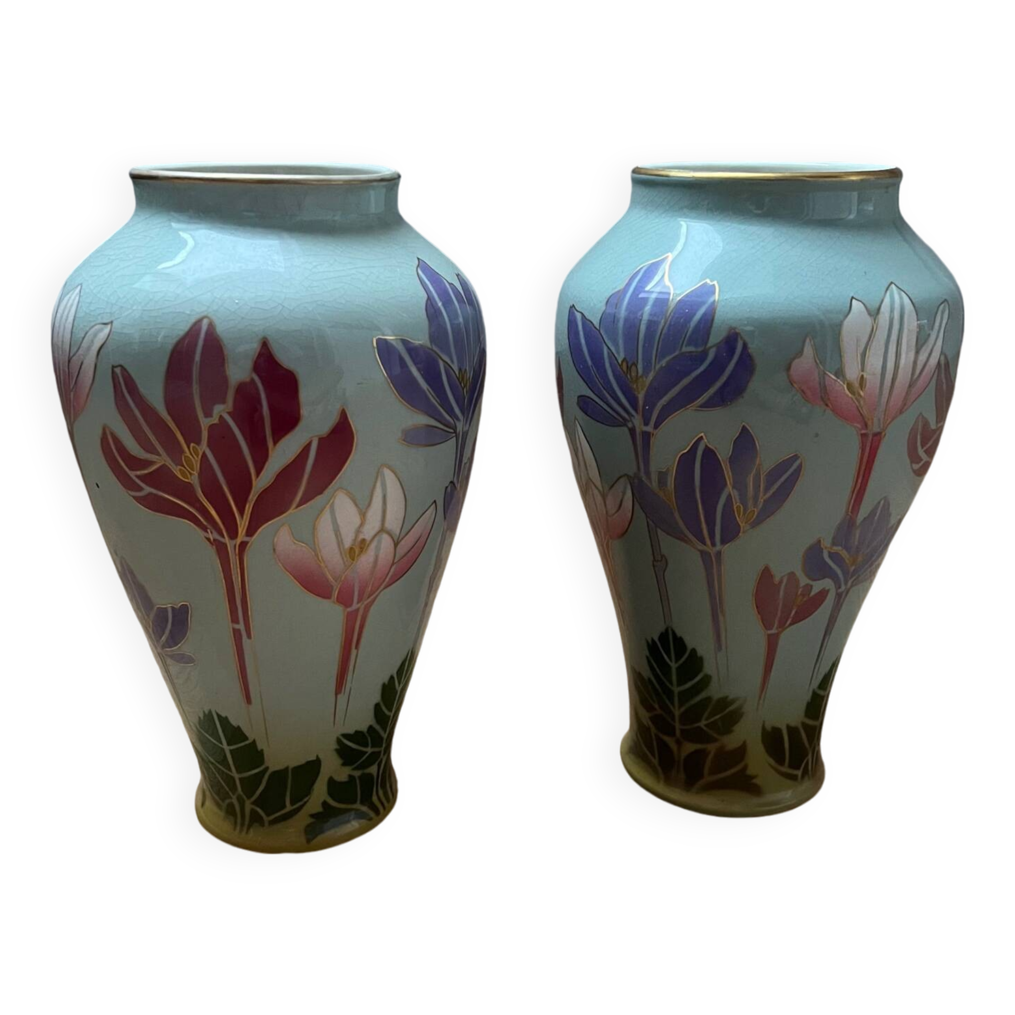 Set of 2 Art Nouveau Boch BFK vases