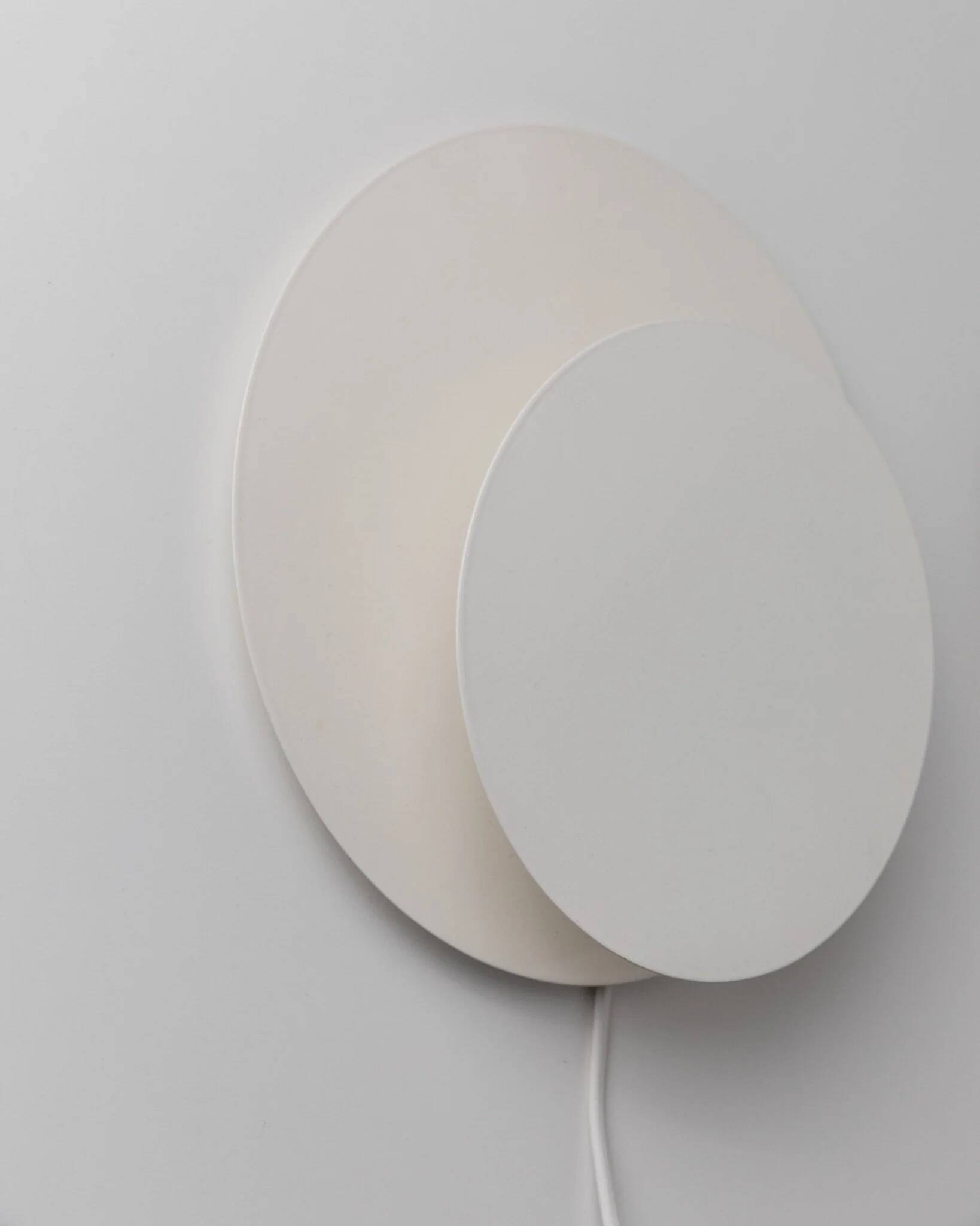 White metal Cirkel wall lamps by Kjeld Darø - set of 2, Danish 1980s diffused light