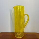 Pichet en verre Murano bullé jaune vintage
