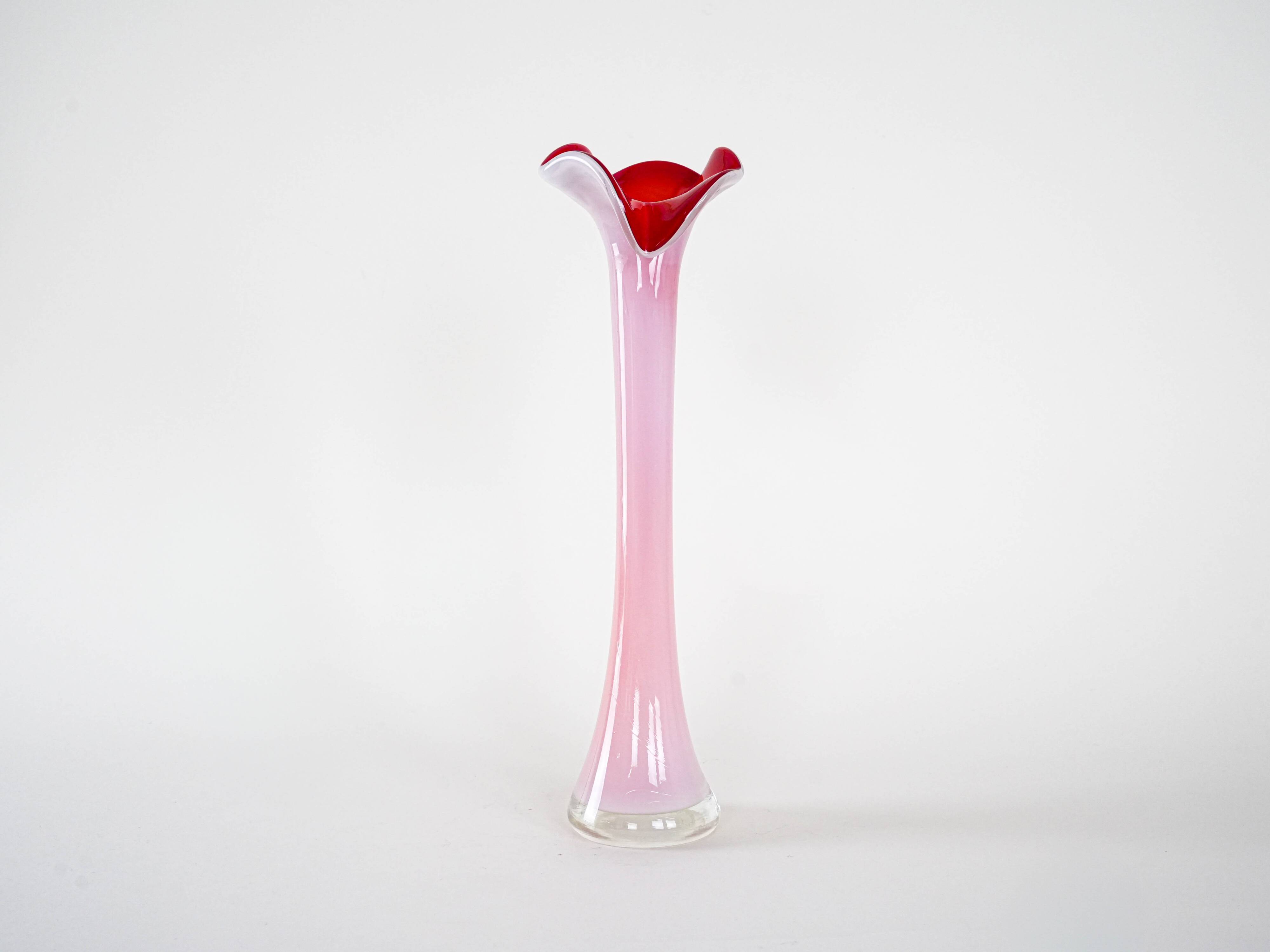 Pink vase, Murano glass, Italian design, 1970s, made in Italy