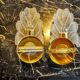 Pair of frosted leaf sconces, murano glass, italy, 1970
