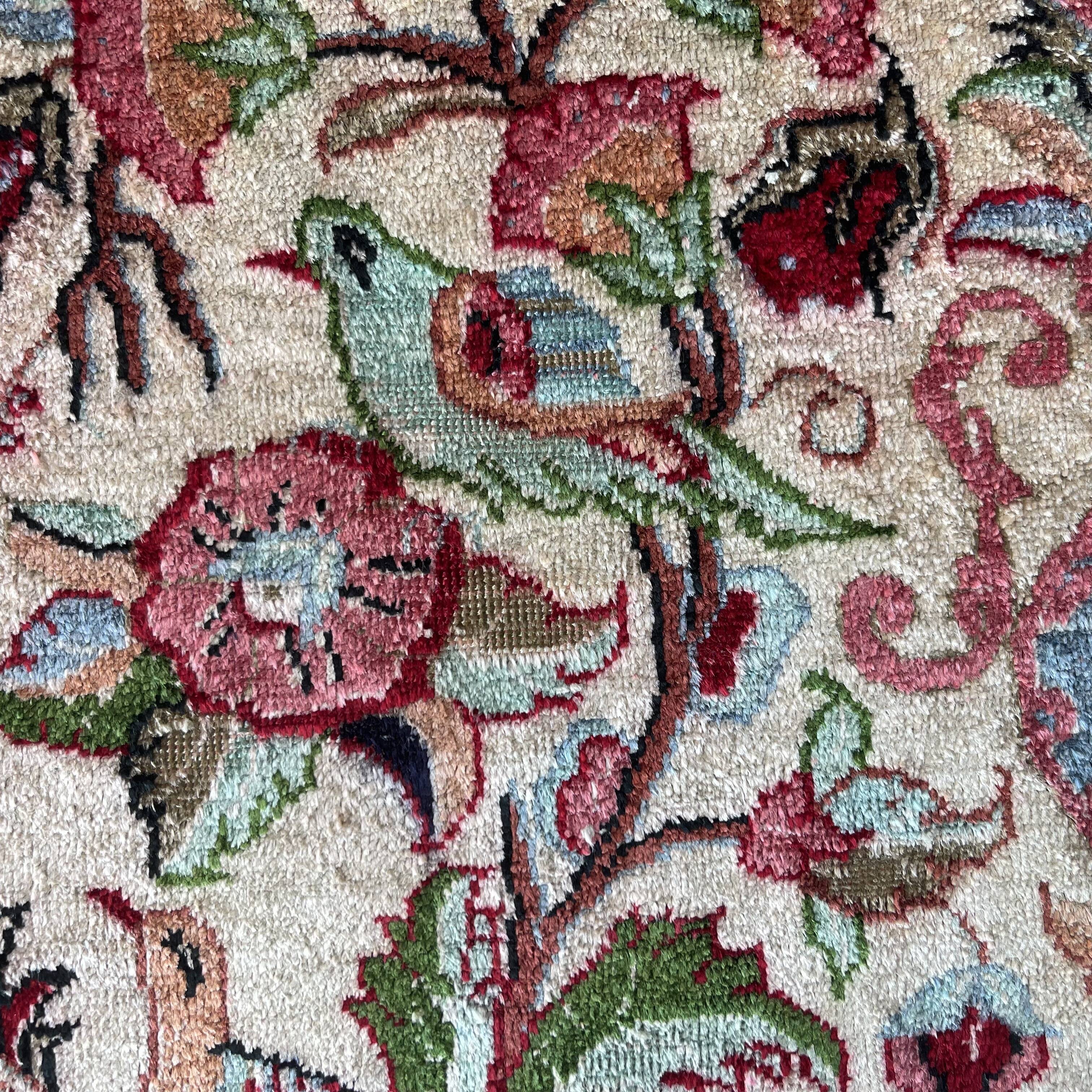 Antique Persian Qum Silk Rug, 77 x 57 cm
