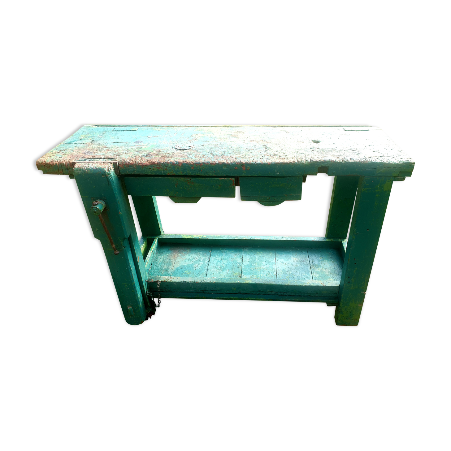 workbench wood patina green