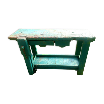workbench wood patina green