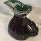 Sculptural pitcher Vallauris in glazed ceramic green and brown, France