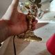 Rococo lamp, chiseled bronze base, fake candle and crystal pendants