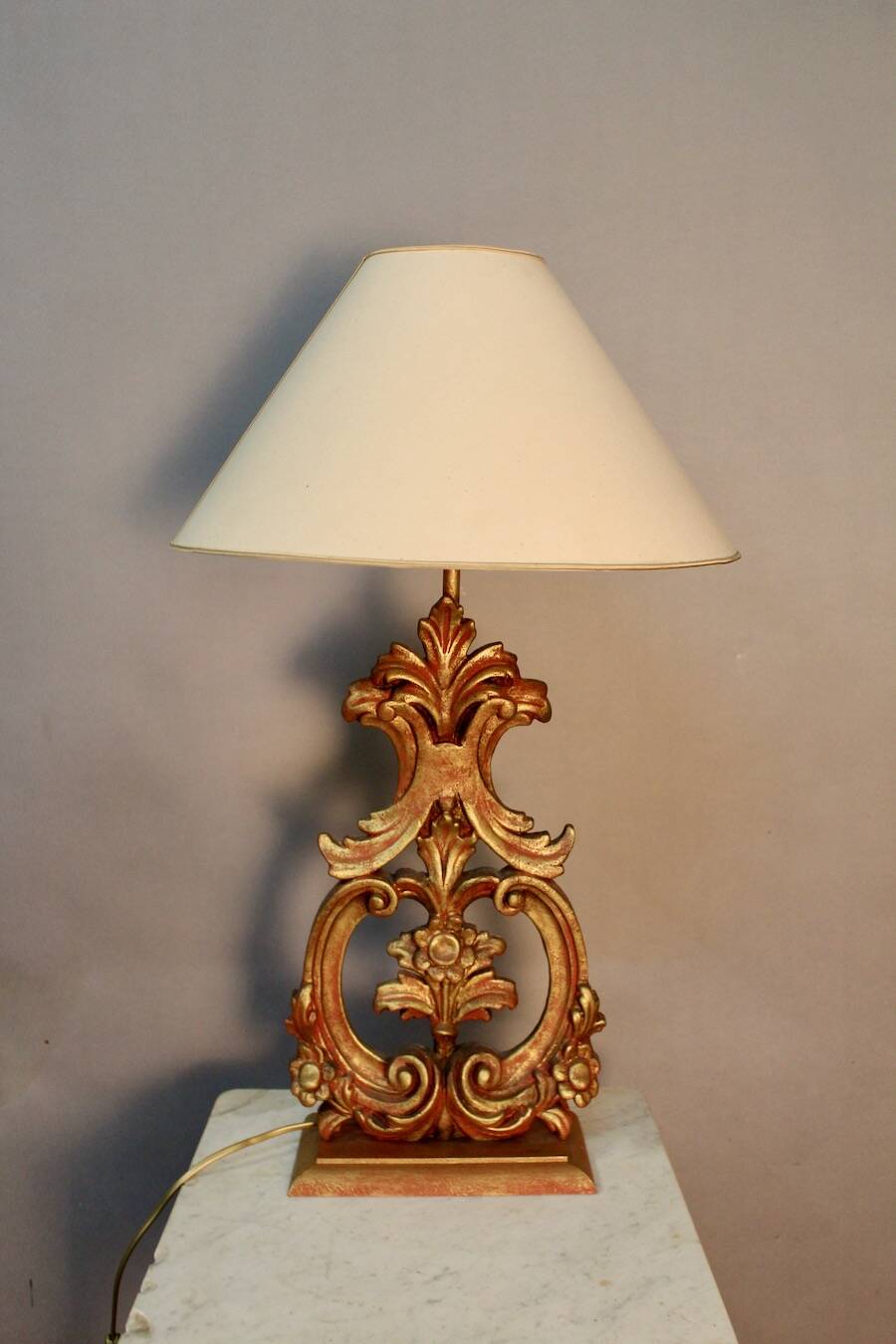 Golden wood lamp