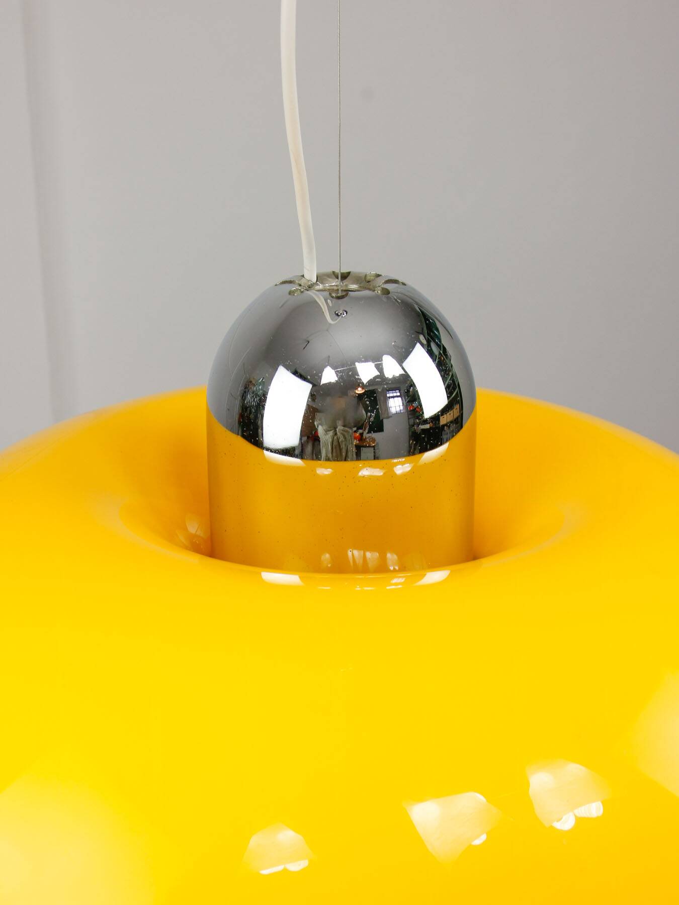 Rare Large Yellow Space-age Pendant from Guzzini, 1970s