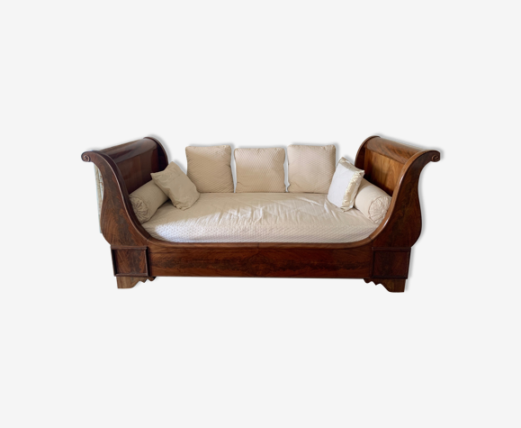 19th century walnut roller boat bed