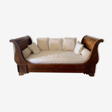 19th century walnut roller boat bed