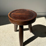 Brown solid wood stool hollow circular seat h:35cm d:30cm