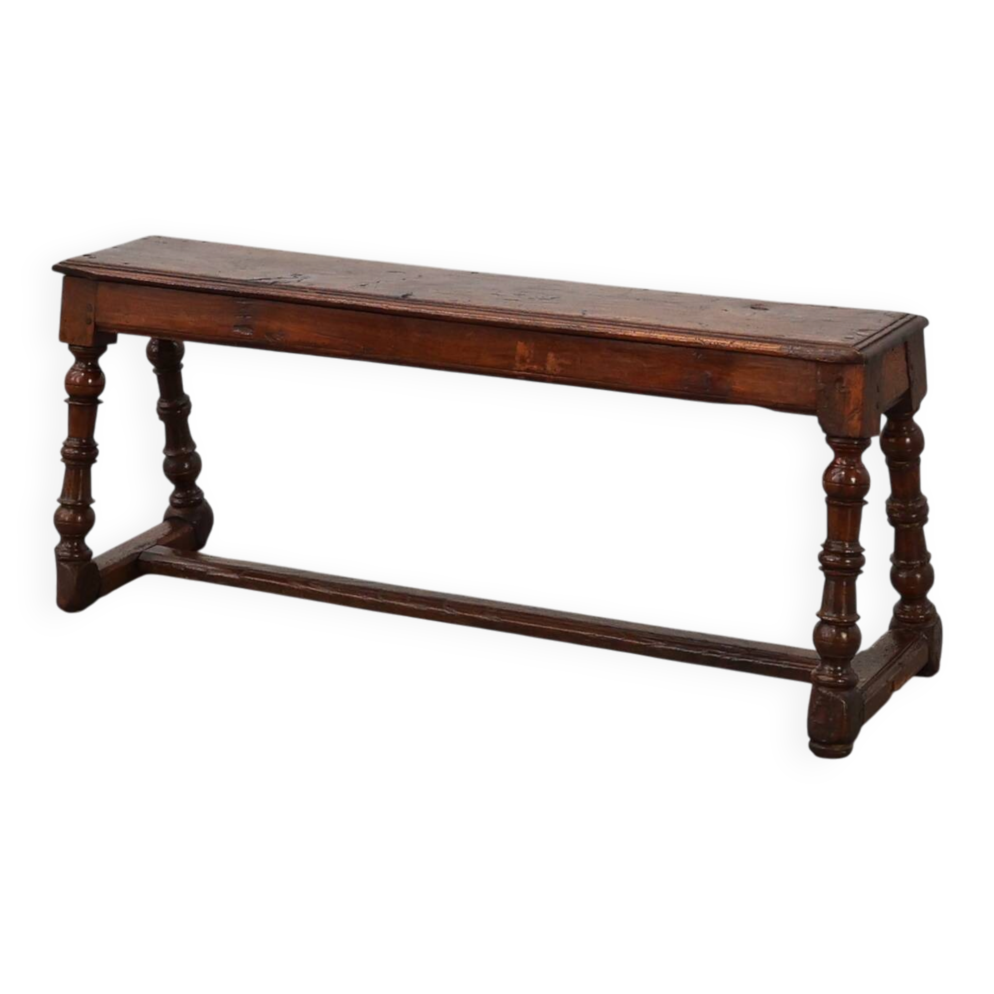 Antique English oak farmhouse bench, UK ca. 1850