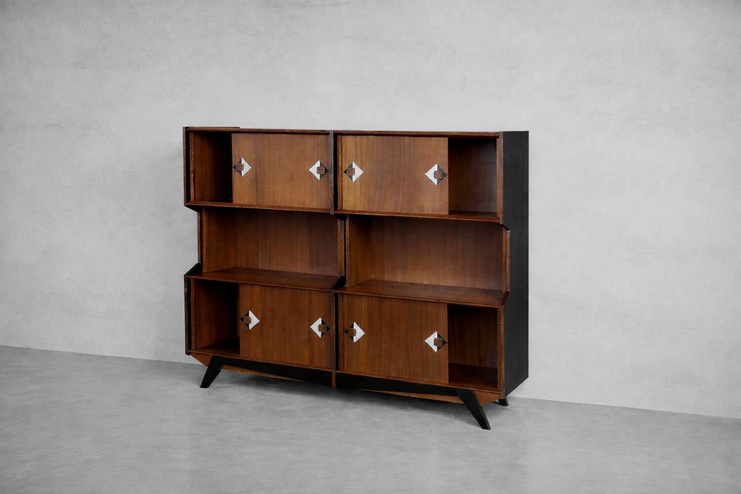 Vintage Mid-Century Danish Modern Teak Sideboard with Hand-Painted Pattern