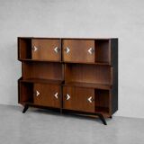 Vintage Mid-Century Danish Modern Teak Sideboard with Hand-Painted Pattern