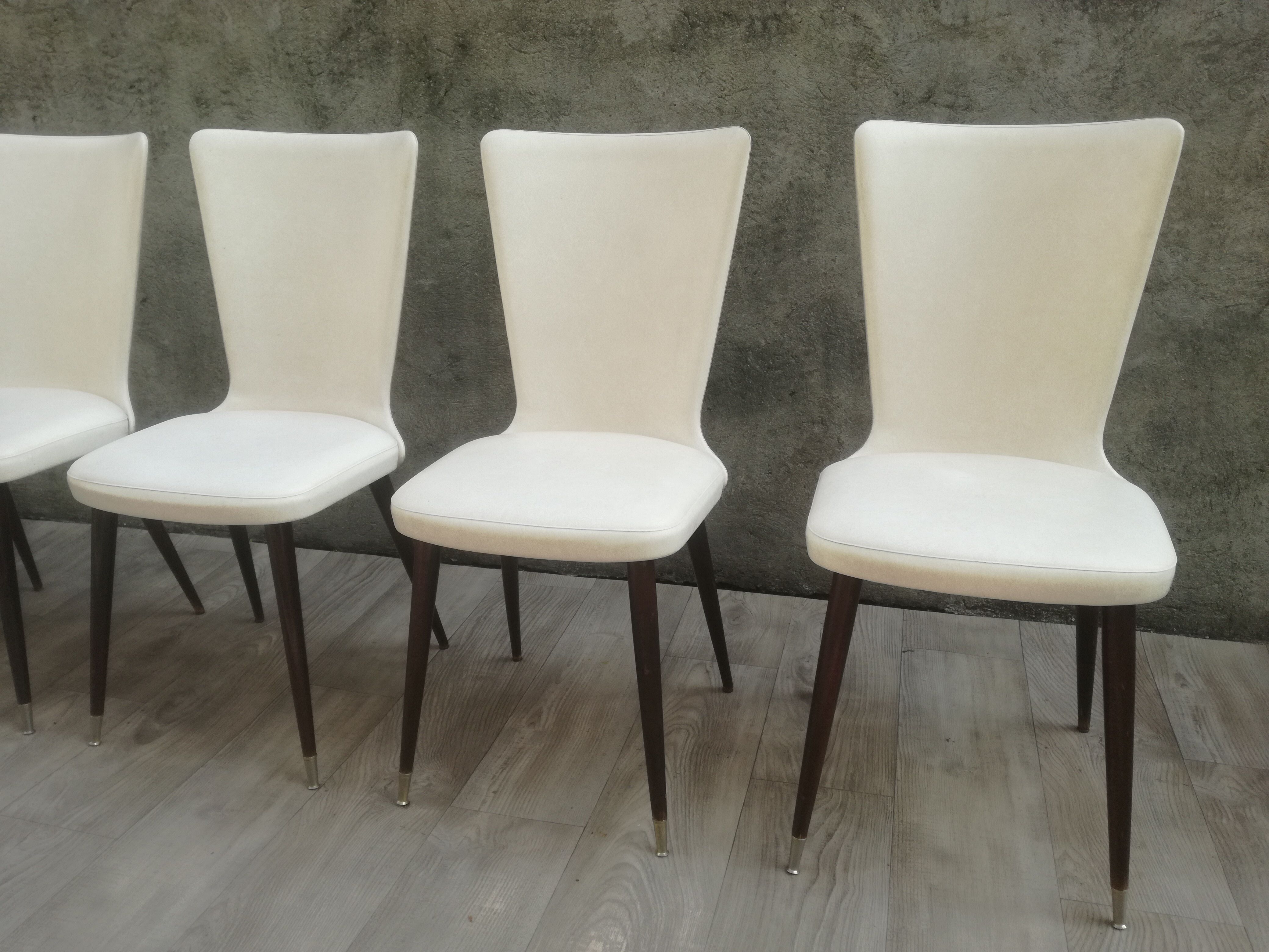 Lot de 6 chaises vintages pieds compas
