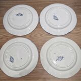 Lot of 4 flat plates Creil Montereau model Flora