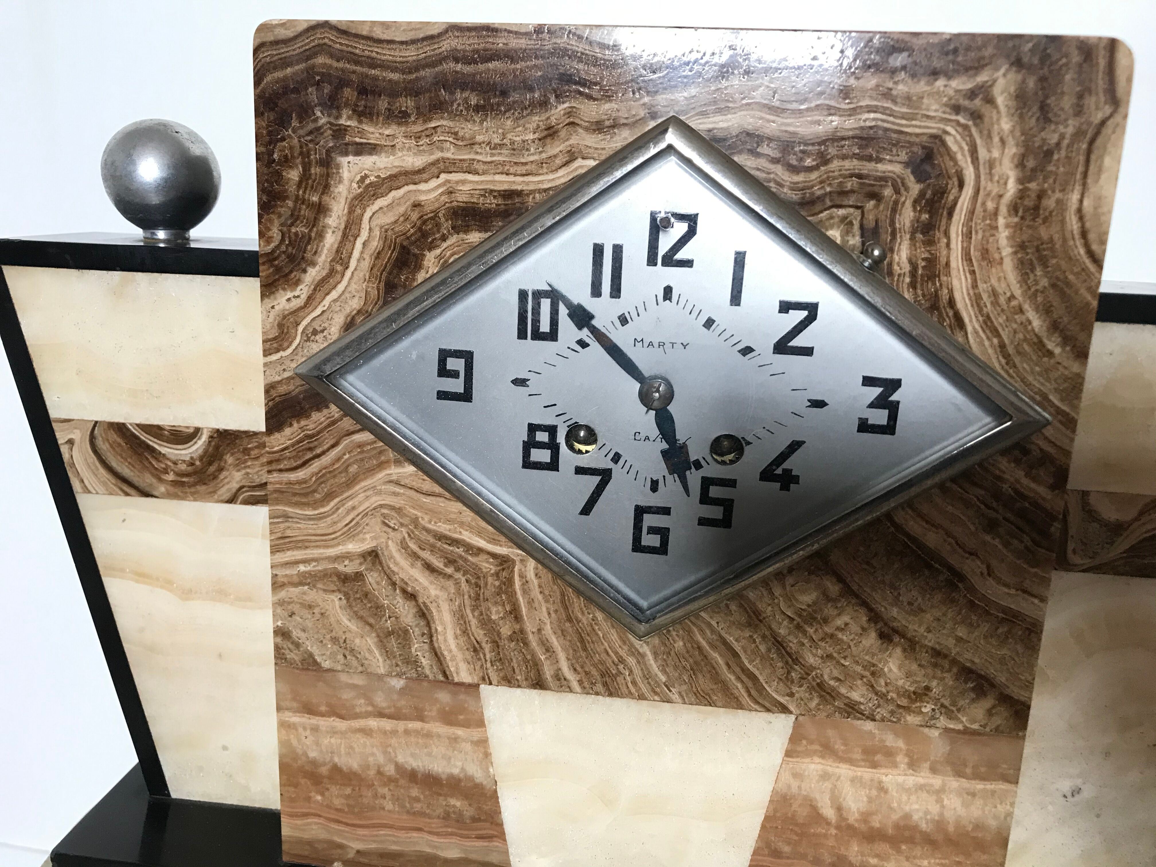 Marble art deco laying clock