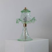Vintage Murano glass table lamp – delicate green glass with a wavy shape – Italy 1980s – elegant decor, bedside lamp, gift idea
