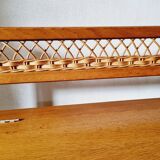 Oak and rattan chest bench 1960